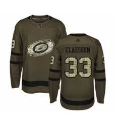 Youth Carolina Hurricanes #33 Fredrik Claesson Authentic Green Salute to Service Hockey Jersey