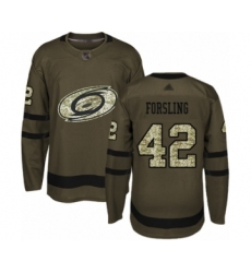 Youth Carolina Hurricanes #42 Gustav Forsling Authentic Green Salute to Service Hockey Jersey