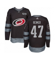 Men's Carolina Hurricanes #47 James Reimer Authentic Black 1917-2017 100th Anniversary Hockey Jersey