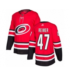 Men's Carolina Hurricanes #47 James Reimer Authentic Red Home Hockey Jersey