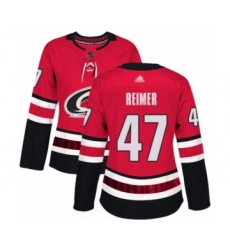 Women's Carolina Hurricanes #47 James Reimer Authentic Red Home Hockey Jersey