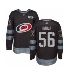 Men's Carolina Hurricanes #56 Erik Haula Authentic Black 1917-2017 100th Anniversary Hockey Jersey