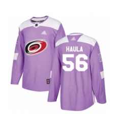 Youth Carolina Hurricanes #56 Erik Haula Authentic Purple Fights Cancer Practice Hockey Jersey