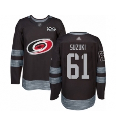 Men's Carolina Hurricanes #61 Ryan Suzuki Authentic Black 1917-2017 100th Anniversary Hockey Jersey