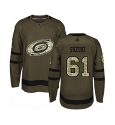 Men's Carolina Hurricanes #61 Ryan Suzuki Authentic Green Salute to Service Hockey Jersey