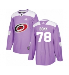 Men's Carolina Hurricanes #78 Dominik Bokk Authentic Purple Fights Cancer Practice Hockey Jersey