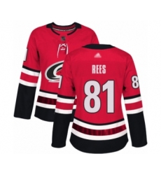 Women's Carolina Hurricanes #81 Jamieson Rees Authentic Red Home Hockey Jersey