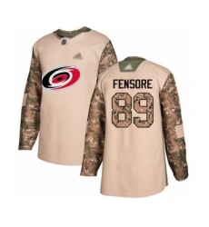 Men's Carolina Hurricanes #89 Domenick Fensore Authentic Camo Veterans Day Practice Hockey Jersey