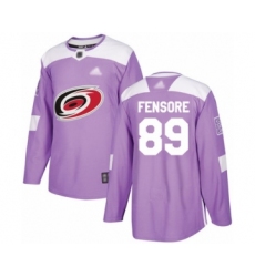 Men's Carolina Hurricanes #89 Domenick Fensore Authentic Purple Fights Cancer Practice Hockey Jersey