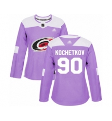 Women's Carolina Hurricanes #90 Pyotr Kochetkov Authentic Purple Fights Cancer Practice Hockey Jersey