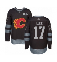 Men's Calgary Flames #17 Milan Lucic Authentic Black 1917-2017 100th Anniversary Hockey Jersey