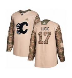 Men's Calgary Flames #17 Milan Lucic Authentic Camo Veterans Day Practice Hockey Jersey