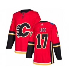 Men's Calgary Flames #17 Milan Lucic Authentic Red Home Hockey Jersey