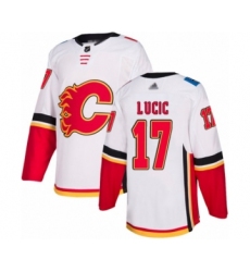 Youth Calgary Flames #17 Milan Lucic Authentic White Away Hockey Jersey