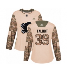 Women's Calgary Flames #39 Cam Talbot Authentic Camo Veterans Day Practice Hockey Jersey