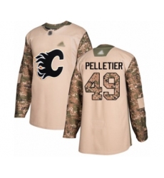 Men's Calgary Flames #49 Jakob Pelletier Authentic Camo Veterans Day Practice Hockey Jersey