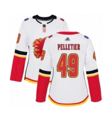 Women's Calgary Flames #49 Jakob Pelletier Authentic White Away Hockey Jersey