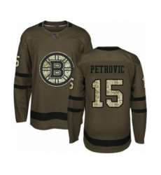 Men's Boston Bruins #15 Alex Petrovic Authentic Green Salute to Service Hockey Jersey