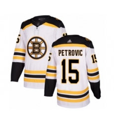 Men's Boston Bruins #15 Alex Petrovic Authentic White Away Hockey Jersey