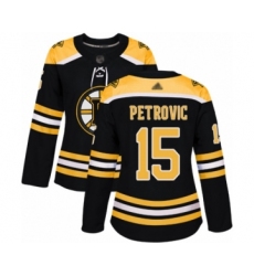 Women's Boston Bruins #15 Alex Petrovic Authentic Black Home Hockey Jersey