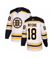 Men's Boston Bruins #18 Brett Ritchie Authentic White Away Hockey Jersey