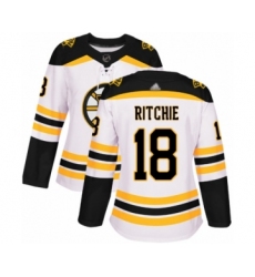 Women's Boston Bruins #18 Brett Ritchie Authentic White Away Hockey Jersey