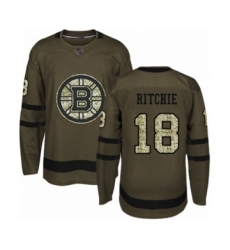 Youth Boston Bruins #18 Brett Ritchie Authentic Green Salute to Service Hockey Jersey