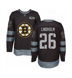 Men's Boston Bruins #26 Par Lindholm Authentic Black 1917-2017 100th Anniversary Hockey Jersey