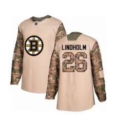 Men's Boston Bruins #26 Par Lindholm Authentic Camo Veterans Day Practice Hockey Jersey