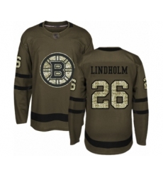 Men's Boston Bruins #26 Par Lindholm Authentic Green Salute to Service Hockey Jersey