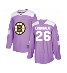 Men's Boston Bruins #26 Par Lindholm Authentic Purple Fights Cancer Practice Hockey Jersey