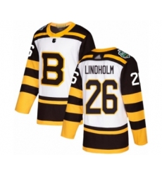 Men's Boston Bruins #26 Par Lindholm Authentic White 2019 Winter Classic Hockey Jersey