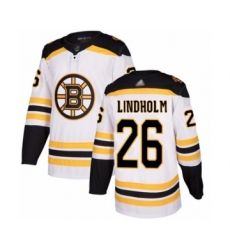 Men's Boston Bruins #26 Par Lindholm Authentic White Away Hockey Jersey