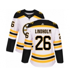 Women's Boston Bruins #26 Par Lindholm Authentic White Away Hockey Jersey