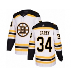 Men's Boston Bruins #34 Paul Carey Authentic White Away Hockey Jersey