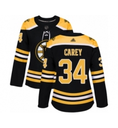 Women's Boston Bruins #34 Paul Carey Authentic Black Home Hockey Jersey