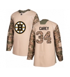 Youth Boston Bruins #34 Paul Carey Authentic Camo Veterans Day Practice Hockey Jersey