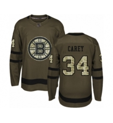 Youth Boston Bruins #34 Paul Carey Authentic Green Salute to Service Hockey Jersey