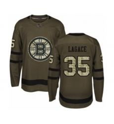 Men's Boston Bruins #35 Maxime Lagace Authentic Green Salute to Service Hockey Jersey