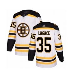 Men's Boston Bruins #35 Maxime Lagace Authentic White Away Hockey Jersey