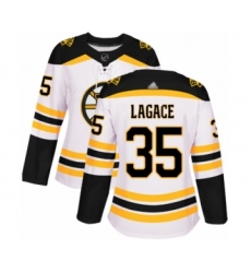 Women's Boston Bruins #35 Maxime Lagace Authentic White Away Hockey Jersey