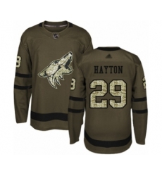 Men's Arizona Coyotes #29 Barrett Hayton Authentic Green Salute to Service Hockey Jersey