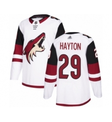 Men's Arizona Coyotes #29 Barrett Hayton Authentic White Away Hockey Jersey