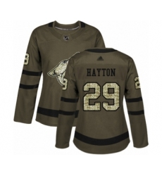 Women's Arizona Coyotes #29 Barrett Hayton Authentic Green Salute to Service Hockey Jersey