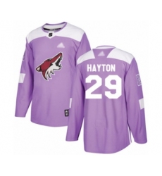 Youth Arizona Coyotes #29 Barrett Hayton Authentic Purple Fights Cancer Practice Hockey Jersey