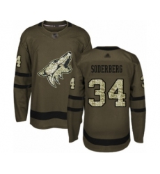 Men's Arizona Coyotes #34 Carl Soderberg Authentic Green Salute to Service Hockey Jersey