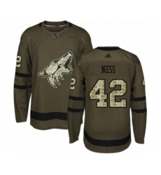 Men's Arizona Coyotes #42 Aaron Ness Authentic Green Salute to Service Hockey Jersey