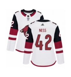 Women's Arizona Coyotes #42 Aaron Ness Authentic White Away Hockey Jersey