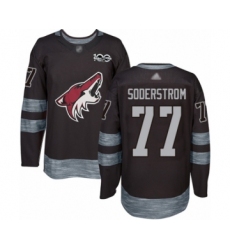 Men's Arizona Coyotes #77 Victor Soderstrom Authentic Black 1917-2017 100th Anniversary Hockey Jersey