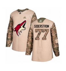 Youth Arizona Coyotes #77 Victor Soderstrom Authentic Camo Veterans Day Practice Hockey Jersey